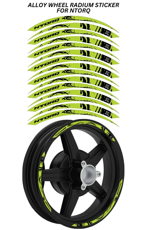 Alloy Wheel Radium Sticker Compatible with Ntorq 125 | Printed In Premium Radium With FPF(Fade Protection Film), Water Proof, Precut Sticker, Pack Of 1